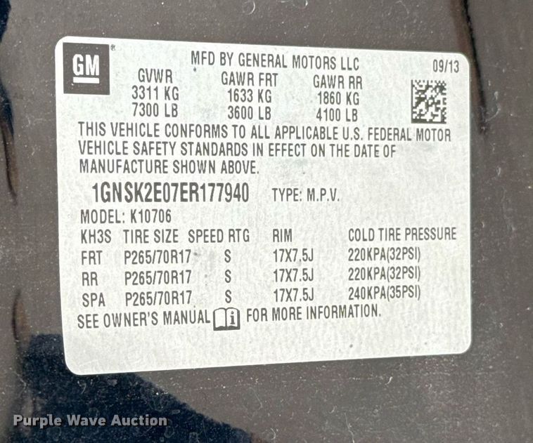 image for item EJ4601 2014 Chevrolet Tahoe Police SUV