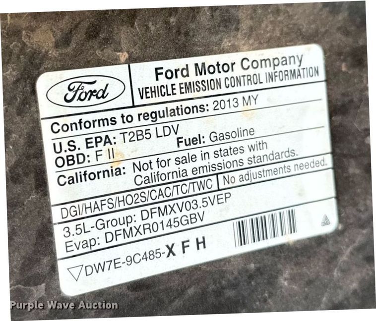 image for item EJ4606 2013 Ford Taurus Police Interceptor 