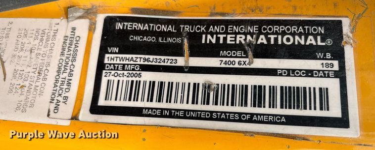 image for item EM2551 2006 International 7400 dump truck