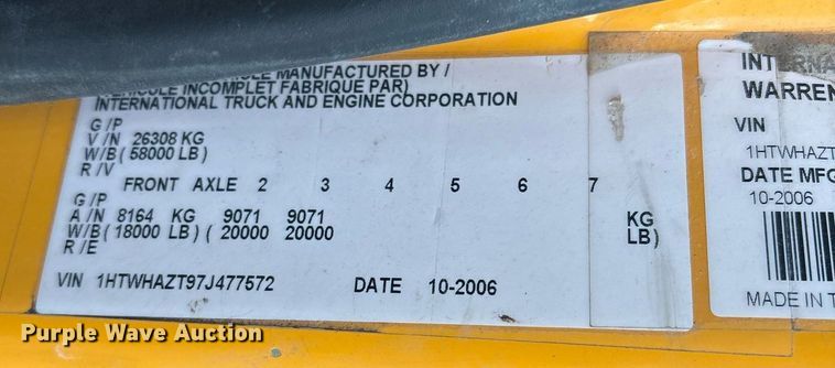 image for item EM2552 2007 International 7400 dump truck