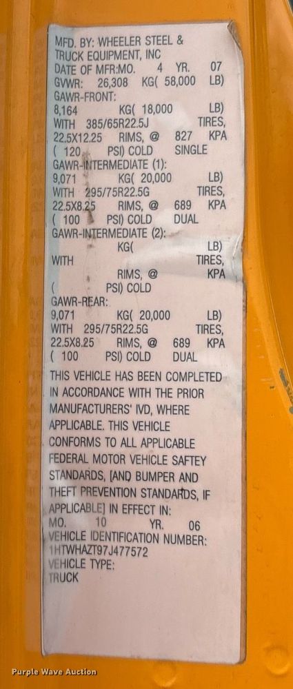 image for item EM2552 2007 International 7400 dump truck