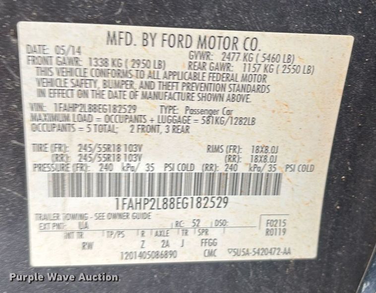 image for item EM2583 2014 Ford Taurus Police Interceptor