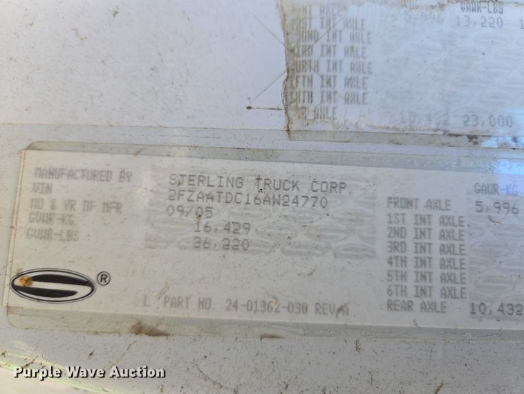 image for item EM7367 2006 Sterling L9500 dump truck