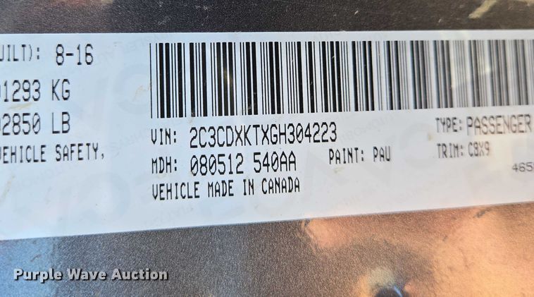 image for item EN8001 2016 Dodge Charger Police 