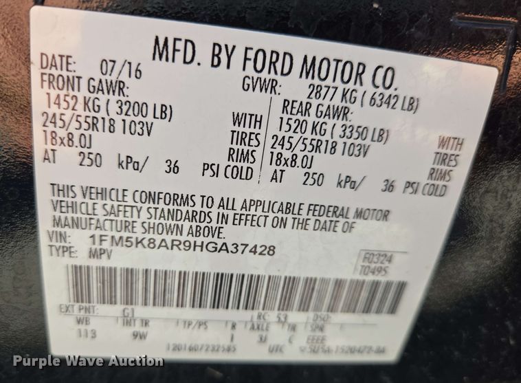 image for item EN8003 2017 Ford Explorer Police Interceptor SUV