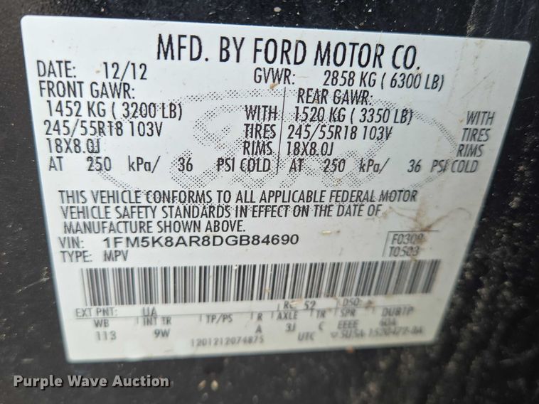 image for item EN8022 2013 Ford Explorer Police SUV