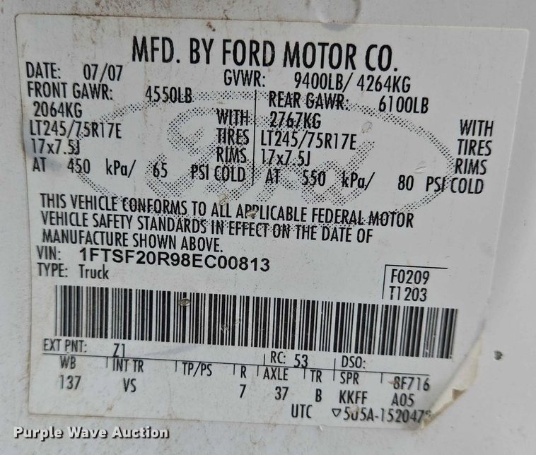 image for item EN8024 2008 Ford F250 Super Duty XL pickup truck