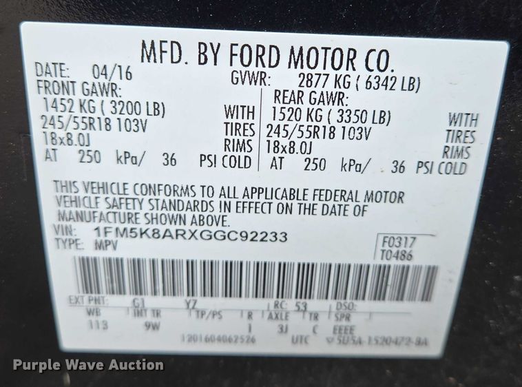 image for item EN8028 2016 Ford  Explorer Police Interceptor SUV