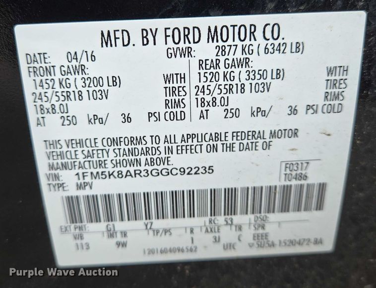 image for item EN8029 2016 Ford Explorer Police Interceptor SUV