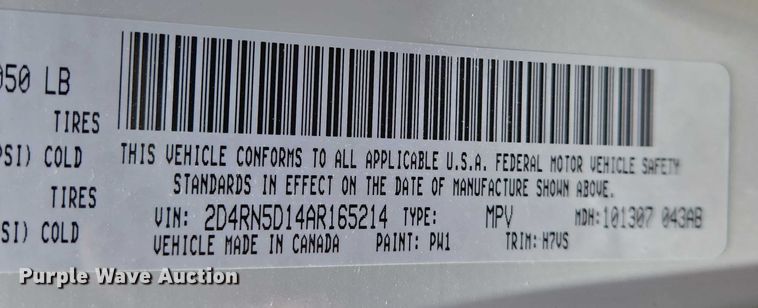 image for item EO0902 2010 Dodge Grand Caravan SXT van