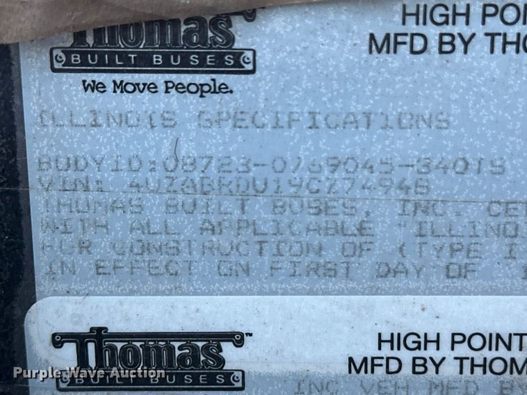 image for item EQ4865 2009 Thomas Built 340T school bus