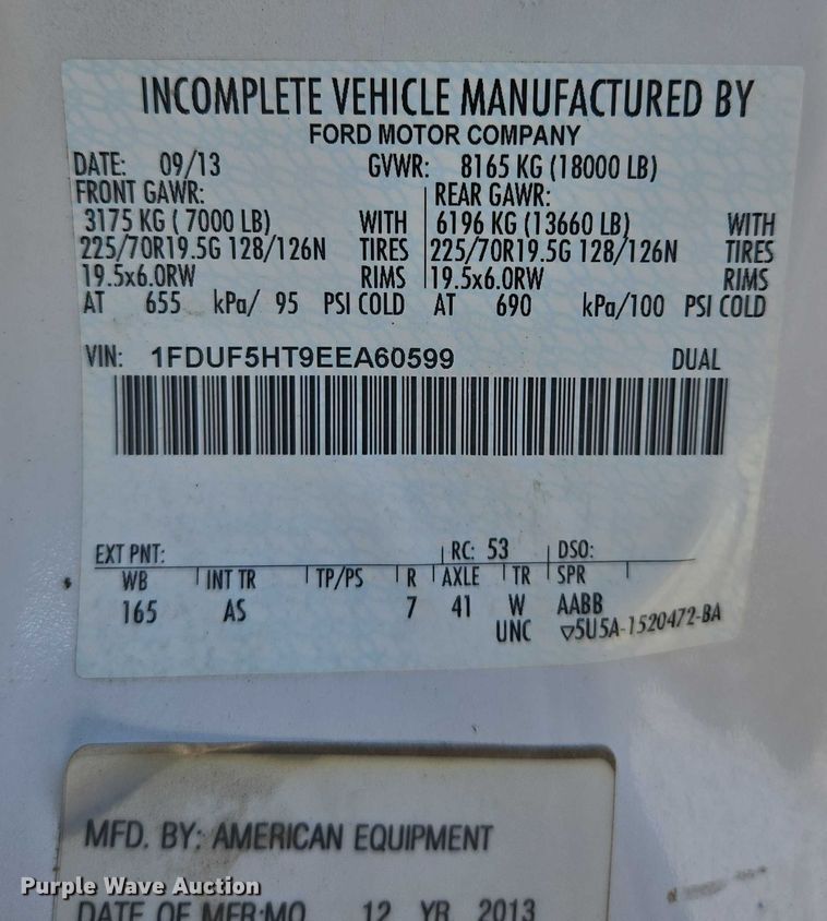 image for item EQ6553 2014 Ford F550 XL Super Duty dump flatbed truck