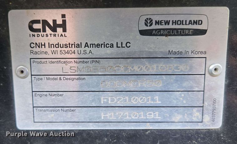 image for item DP6392 2021 New Holland Boomer 50 MFWD tractor