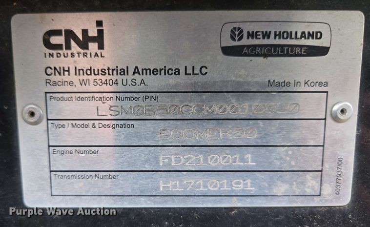 image for item DP6392 2021 New Holland Boomer 50 MFWD tractor