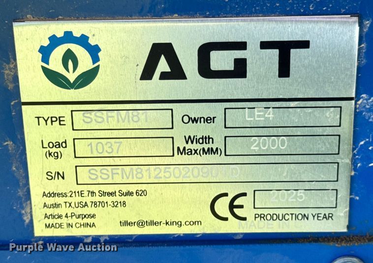 image for item DU9089 2025 AGT SSFM81 skid steer mulcher