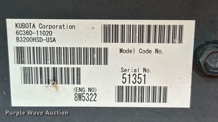 image for item DU9151 2008 Kubota B3200HSD MFWD tractor