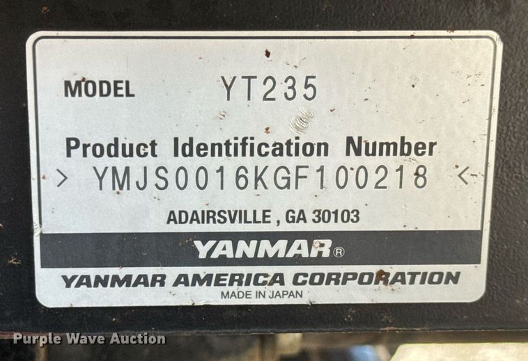 image for item DY0014 2016 Yanmar YT235 MFWD tractor