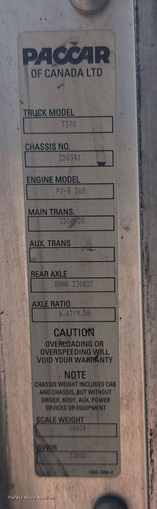 image for item EG6490 2009 Kenworth T370 truck cab and chassis