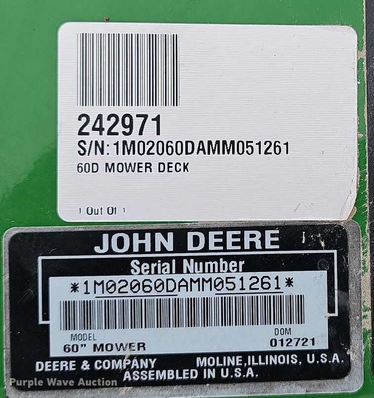 image for item EH8982 2021 John Deere AutoConnect 60D mower deck