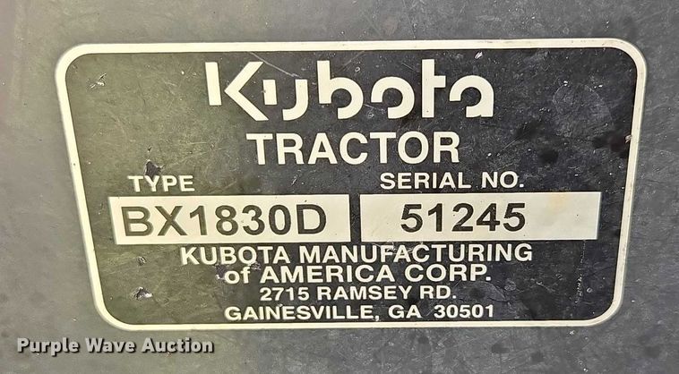 image for item EN3789 Kubota BX1830D lawn tractor
