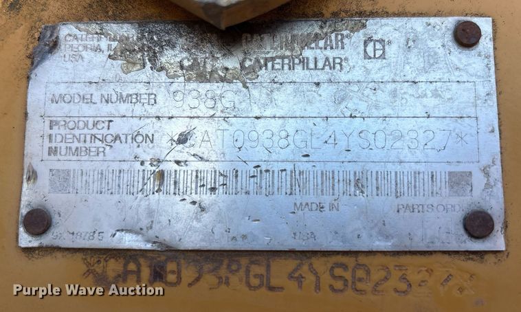 image for item EX9251 2002 Caterpillar 938G wheel loader