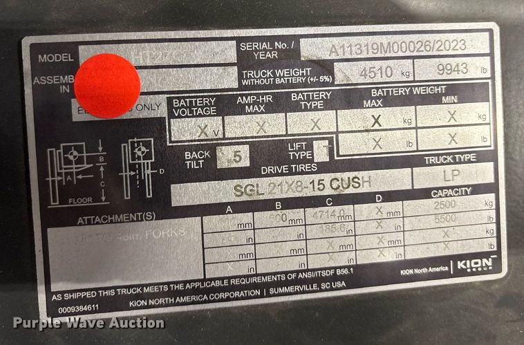 image for item DY0544 2023 Linde HT27CT forklift