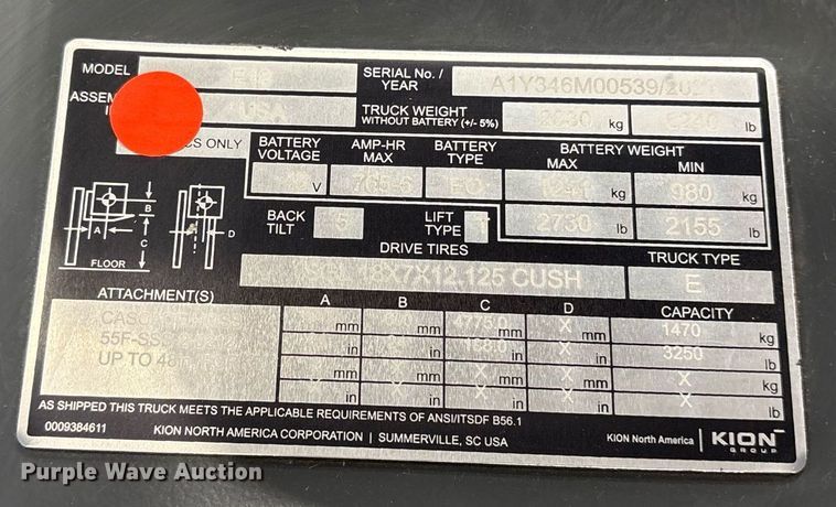 image for item ND9797 2023 Linde E18 forklift