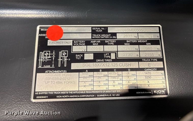image for item ND9812 2023 Linde E18 forklift