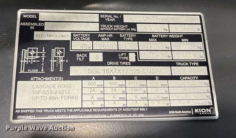 image for item ND9813 2023 Linde E18 forklift