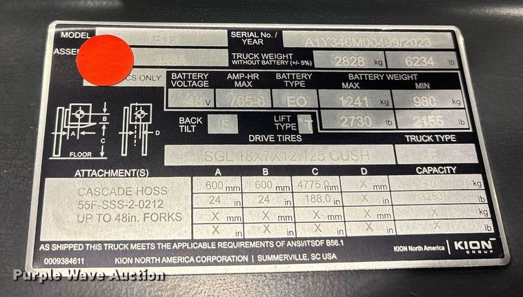 image for item ND9815 2023 Linde E18 forklift