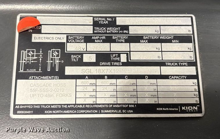 image for item ND9820 2023 Linde E18 forklift