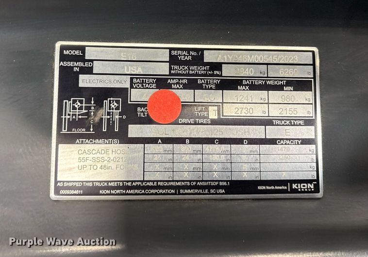 image for item ND9827 2023 Linde E18 forklift