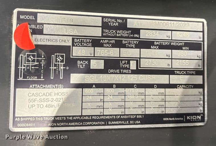 image for item ND9834 2023 Linde E18 forklift
