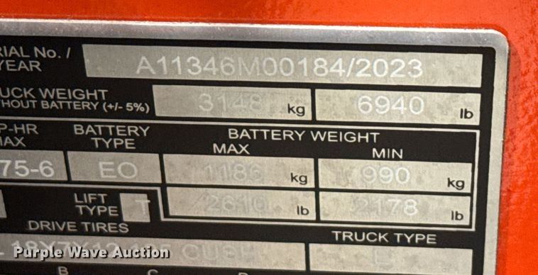 image for item ND9840 2023 Linde E18S forklift