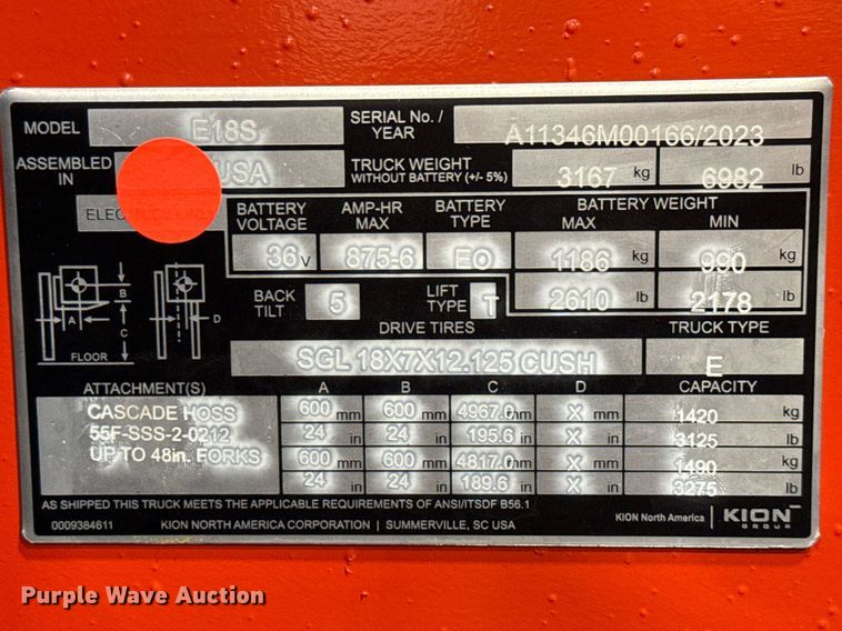 image for item ND9844 2023 Linde E18S forklift