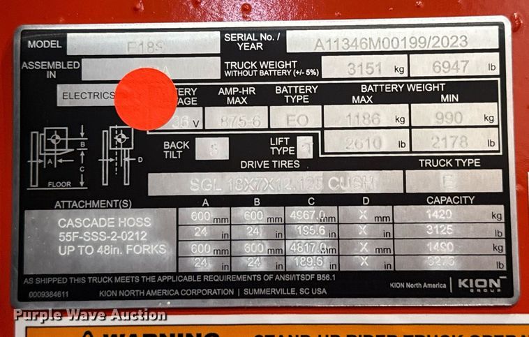 image for item ND9845 2023 Linde E18S forklift