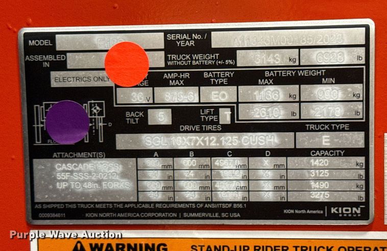 image for item ND9852 2023 Linde E18S forklift
