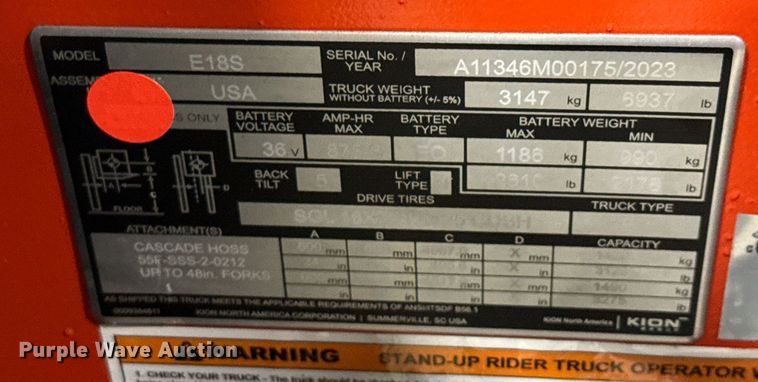 image for item ND9858 2023 Linde E18S forklift