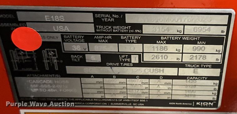 image for item ND9859 2023 Linde E18S forklift