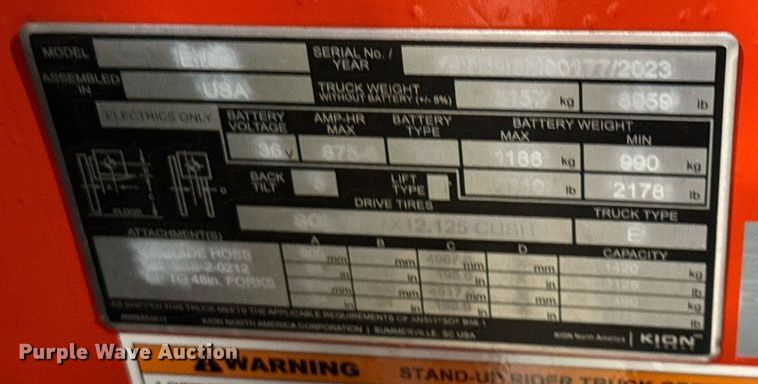 image for item ND9861 2023 Linde E18S forklift