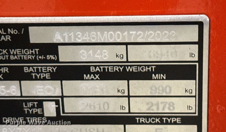 image for item ND9866 2023 Linde E18S forklift