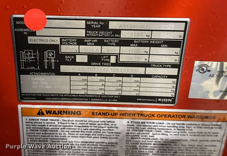 image for item ND9868 2023 Linde E18S forklift