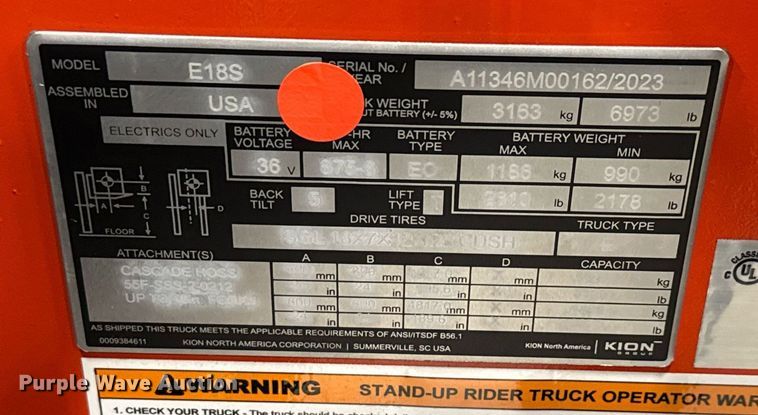 image for item ND9870 2023 Linde E18S forklift