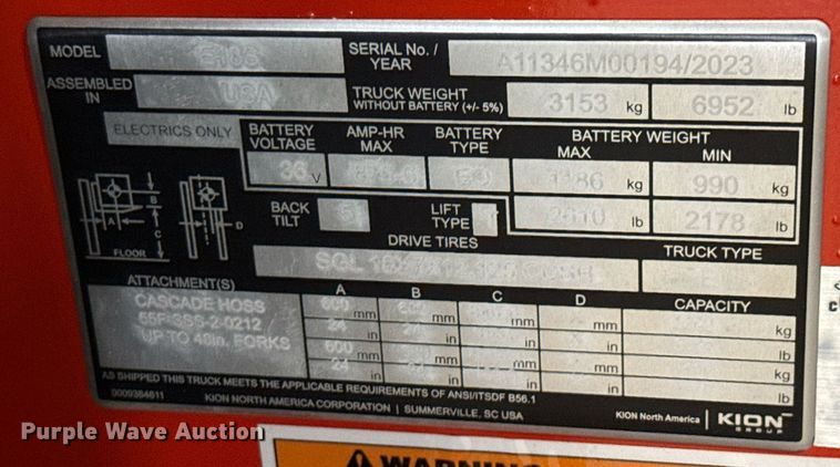 image for item ND9874 2023 Linde E18S forklift