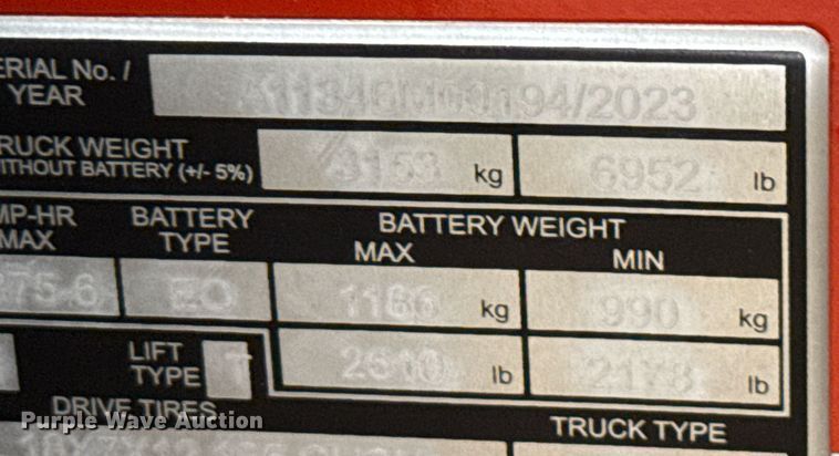 image for item ND9874 2023 Linde E18S forklift