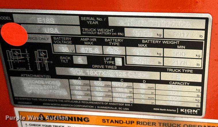 image for item ND9879 2023 Linde E18S forklift