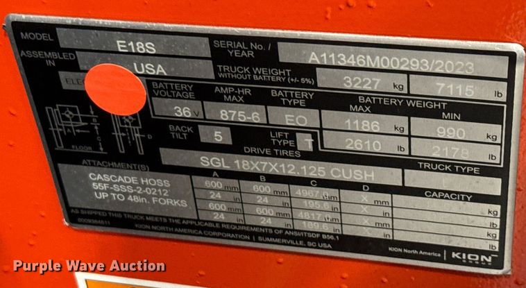 image for item ND9885 2023 Linde E18S forklift