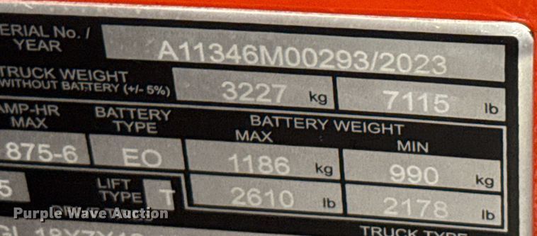 image for item ND9885 2023 Linde E18S forklift