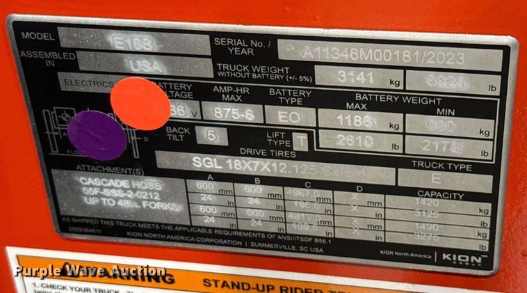 image for item ND9888 2023 Linde E18S forklift