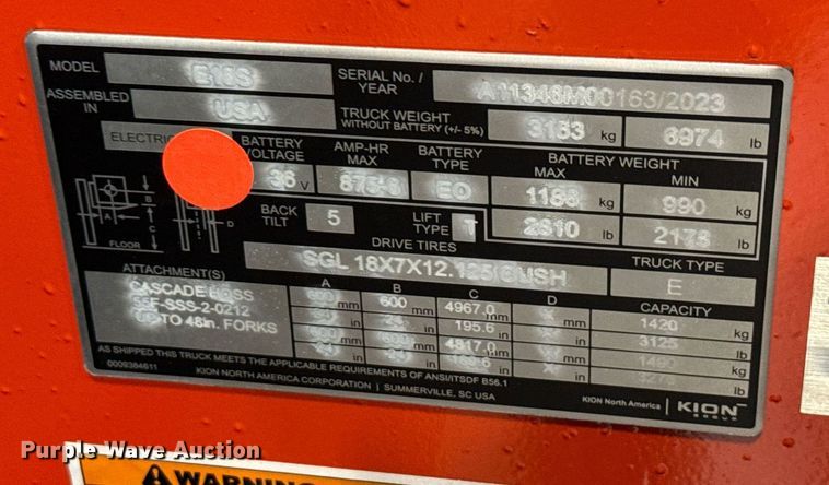 image for item ND9893 2023 Linde E18S forklift